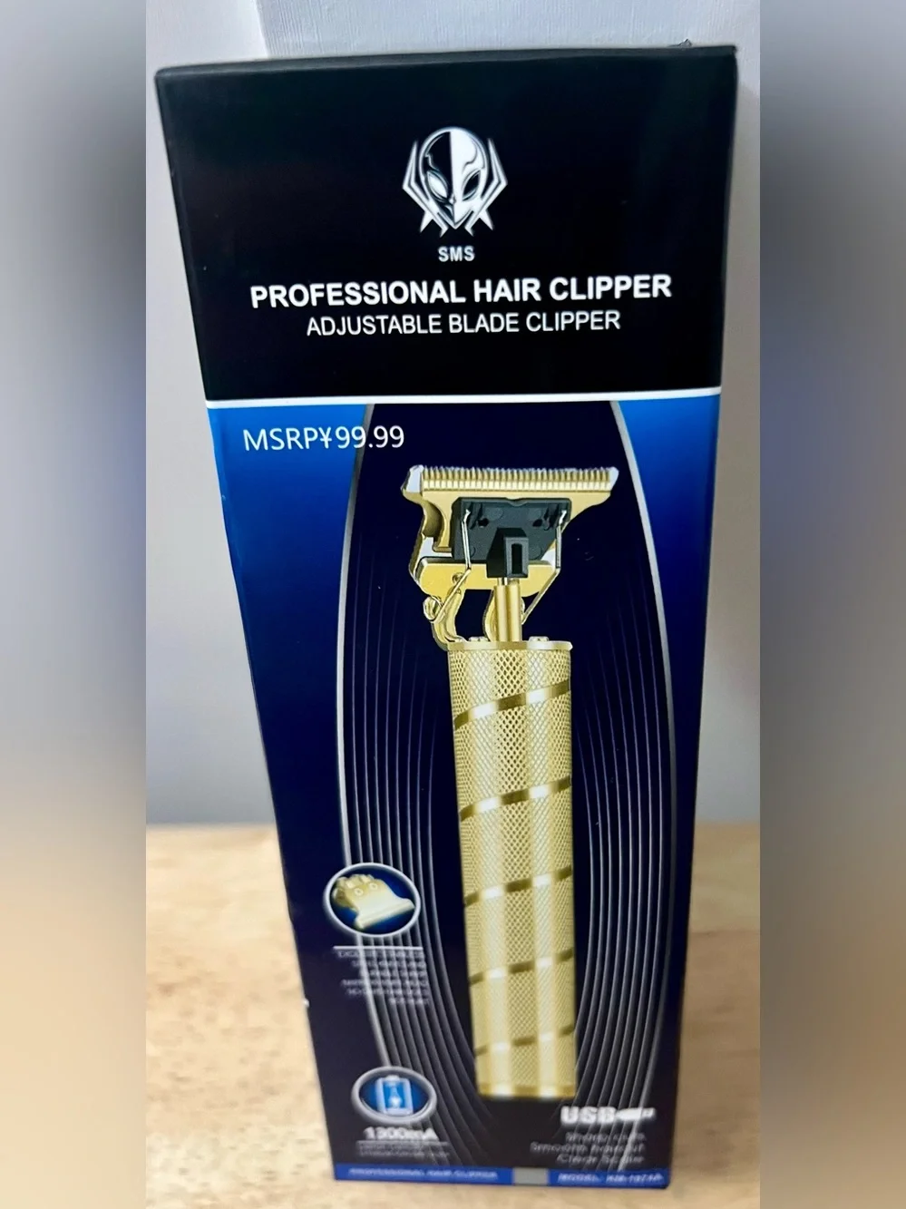 SMS Professional Hair Clipper KM-1974A cordless, gold-toned trimmer sharp stainl